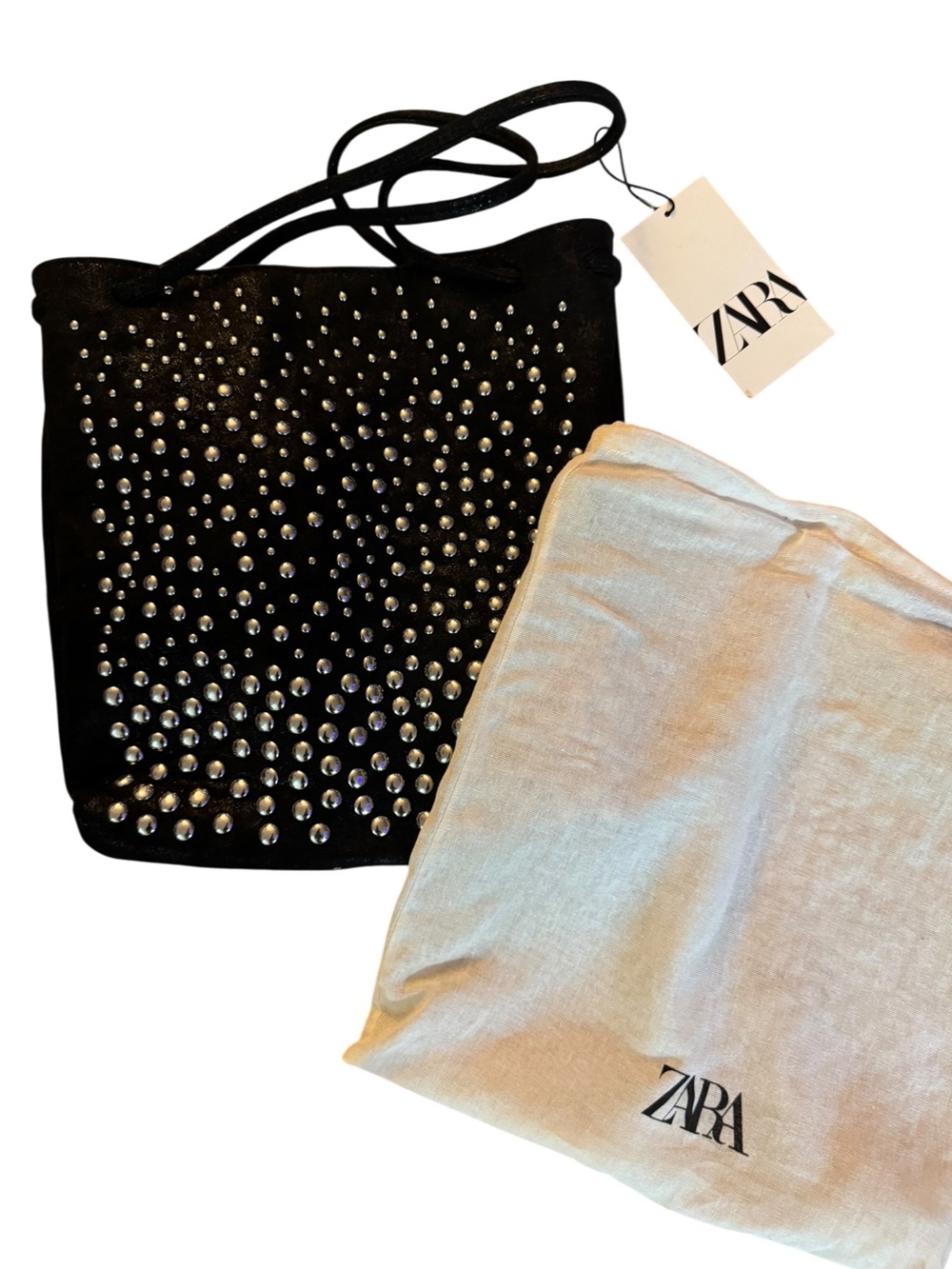 ZARA Black Studded Shoulder Bag